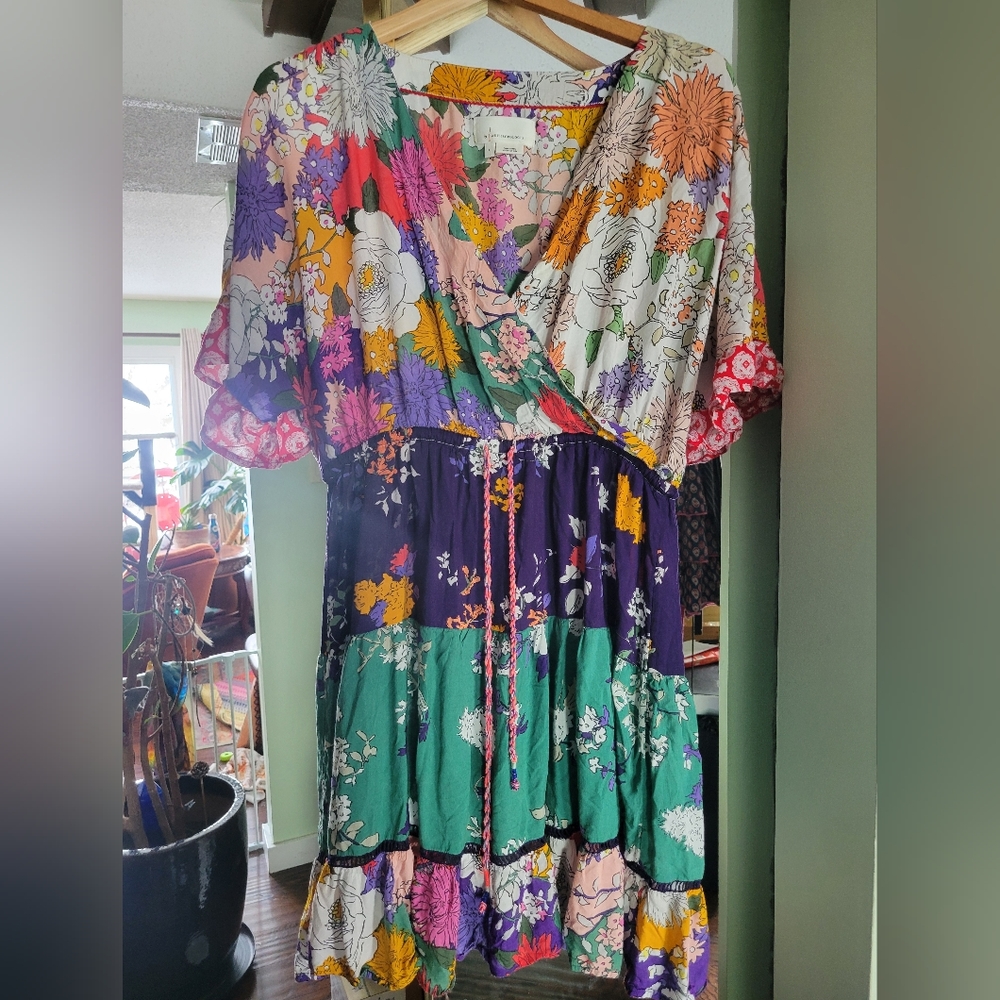 Anthropologie Floral Wrap Style Dress